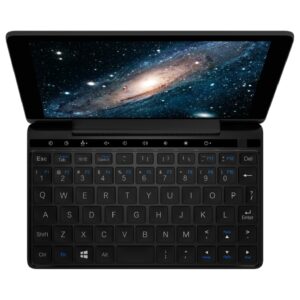 GPD Pocket 2 Celeron Edition in Amber Black displaying the Display and Keyboard