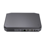 AMD T12 Windows 10 HTPC - Showing rear I/O with Power Supply Port, 2x HDMI Ports, 1GB/s LAN Port, Kensington Lock and 3.5mm Headphone Jack