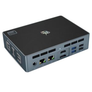 Beelink GTi 10 Windows Intel NUC Mini PC - pokaz z tylnego wejścia/wyjścia z dwoma portami ethernet, hdmi, dp i usb