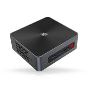 Beelink SEi 8 Windows 10 Intel Mini NUC PC - Showing from front with 2x USB Type-A 3.0, 1 Type-C, 1x 3.5mm Headphone&Microphone Jack