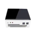 DroiX PROTEUS G4 Intel NUC Mini PC shown from the front with power button audio output and USB 30 Ports