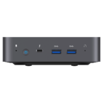 MinisForum X35G Windows Intel NUC Mini PC - Shown from the front with Microphone, Power Port, USB Type-C and 2x USB Type-A 3.0