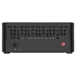 MinisForum EliteMini X500 Windows 10 Mini Computer   Shown from the front with 35mm HeadphoneMicrophone Jack and Power Button