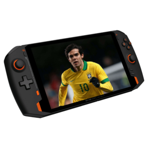 ONEXPLAYER 1S Gaming Handheld - Shown from the front playing FIFA