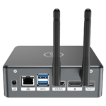 Proteus by DroiX Windows Mini PC - Shown from the rear with Display Port, HDMI Port, USB Type-C Port, 2x USB Type-A and RJ45 1GB/s Ethernet Port