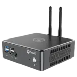 Proteus by DroiX Windows Mini PC   Shown from the front with 2x USB 30 Type A 2x USB Type A 20 1x 35mm HeadphoneMic combo