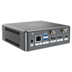 Proteus by DroiX Windows Mini PC - Shown from the rear with Display Port, HDMI Port, USB Type-C Port, 2x USB Type-A and RJ45 1GB/s Ethernet Port