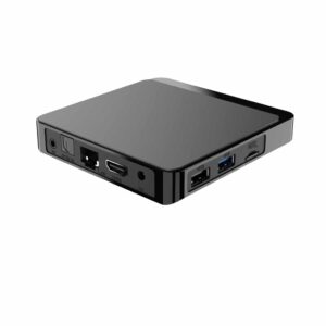 X4 PRO Digital Signage Android BOX - getoond vanaf de achterkant onder een hoek