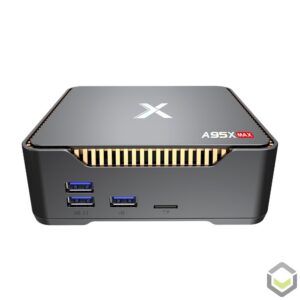 A95X Max 4K Android Powered TV BOX - Vista laterale con porte USB e scheda Micro SD