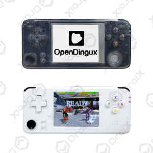 DroiX RS-97 Plus V2 Console portatile aperta di gioco retro Dingux - Trasparente e bianca