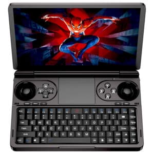 GPD WIN Mini set ovenfra, spiller et spil.