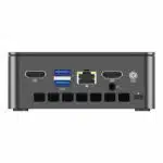 Back view of the GMKtec G3 N100 mini PC displaying its array of inputoutput ports The layout includes HDMI USB Ethernet and audio ports designed for comprehensive connectivity The compact and efficient design ensures easy access and versatile functionality