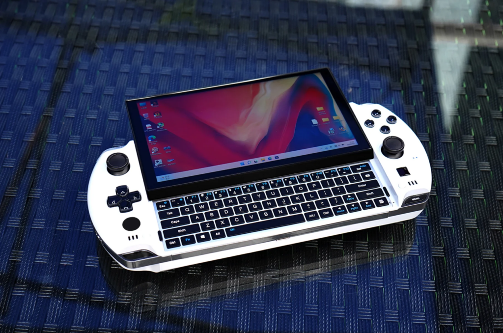 GPD Win 4 2024 handheld gaming console in pearl white showcasing a stylish and sleek design for portable gaming