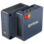 GMKTEC-NUCBOX-K6-LISTING-DONE-01 The image depicts the GMKTEC NUBOX K6 Mini PC, a compact and powerful computing device. It features a sleek matte black design with a minimalist aesthetic. Equipped with advanced hardware components, this mini PC is capable of handling demanding computing tasks with ease. The GMKTEC logo is subtly placed on the top surface. Overall, the design emphasizes portability, performance, and modernity.