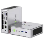 GMKTECNUCBOXK8LISTINGDONE01 DROIX Global The image depicts the GMKTEC NUBOX K8 Mini PC in a stylish silver finish showcasing its sleek and modern design The silver color adds a touch of elegance to the device The GMKTEC logo is subtly displayed on the top surface Overall the image highlights the sleek and minimalist aesthetic of the GMKTEC NUBOX K8 Mini PC in silver