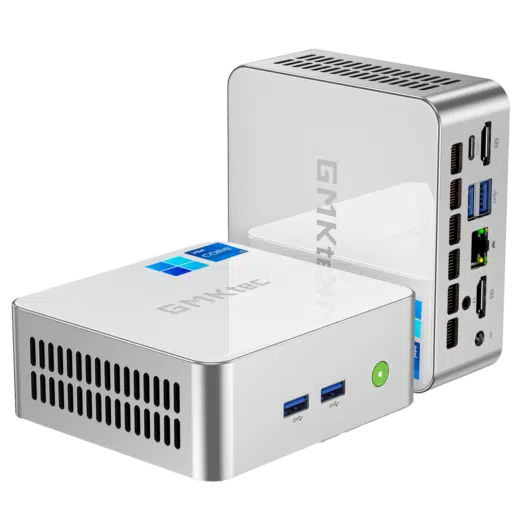 The image displays the GMKTEC M3 Mini PC a compact and efficient computing device It features a sleek modern design with a matte black finish The front panel includes multiple ports for connectivity such as USB ports and an audio jack and the GMKTEC logo is visible on the top surface The design emphasizes portability and functionality suitable for various computing needs
