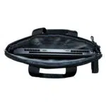 A top down view of the GPD Duo case with the device inside The interior is lined with soft fabric to protect the device from scratches