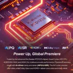 A vibrant close up of the Realtek RTD1325 chipset highlighting its AI driven enhancements for video quality and codec support for Dolby Vision HDR10+ and AV1