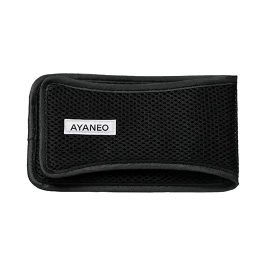AYANEO Pocket Micro Case in black with a breathable mesh design and a sleek AYANEO logo patch providing compact and stylish protection for the gaming console