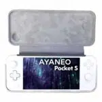 AYANEO Pocket S Case open revealing the inner lining designed to prevent scratches with the device securely placed inside for optimal protection