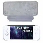 AYANEO Pocket S Case shown open with the device inside highlighting a soft protective interior and a snug fit for secure storage