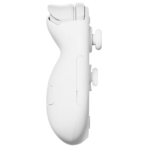 Another side-angle view of the AYANEO 3 in white, emphasizing the symmetrical button placement and ergonomic design for optimal handheld gaming comfort.