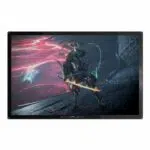 ONEXPLAYER X1 PRO in tablet mode showing a game with a futuristic armored warrior against a sci fi backdrop